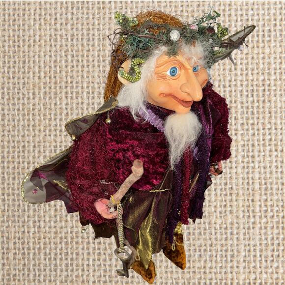 Large Woodland Troll Fairy Art Doll | Velvet Costume & Resin Face - Picture 7 of 8